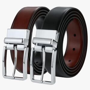 Men's BSLLNEK Leather‎ Reversible Belt 1 3/8" Casual Golf Dress 42 Black Brown
